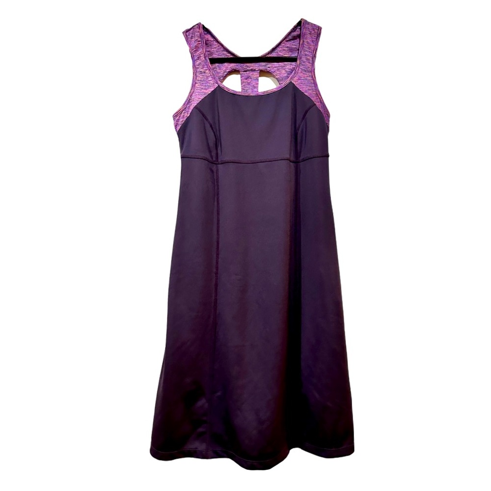 Prana Racerback Dress with Shelf Bra - Plum/Spacedye, M